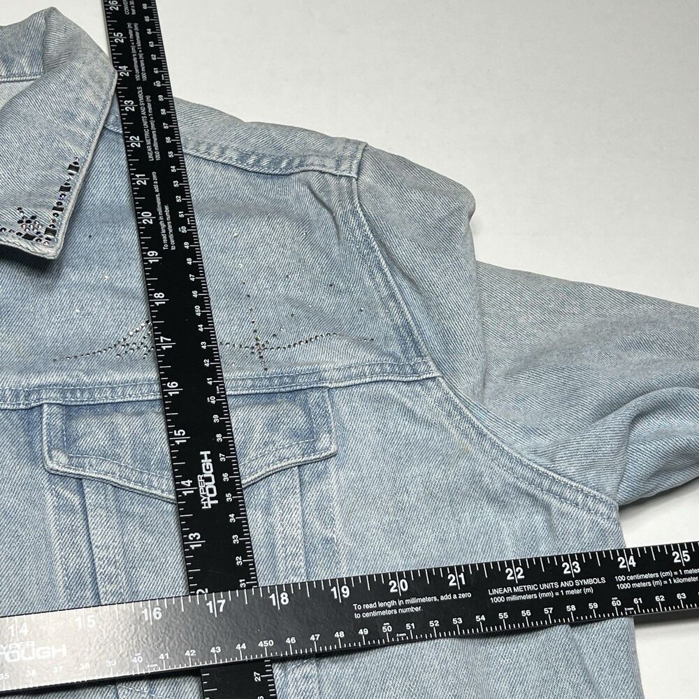 Vintage 90's Y2K Christine Alexander Denim Bling Jacket Women's 2XL Light Wash - Picture 10 of 11